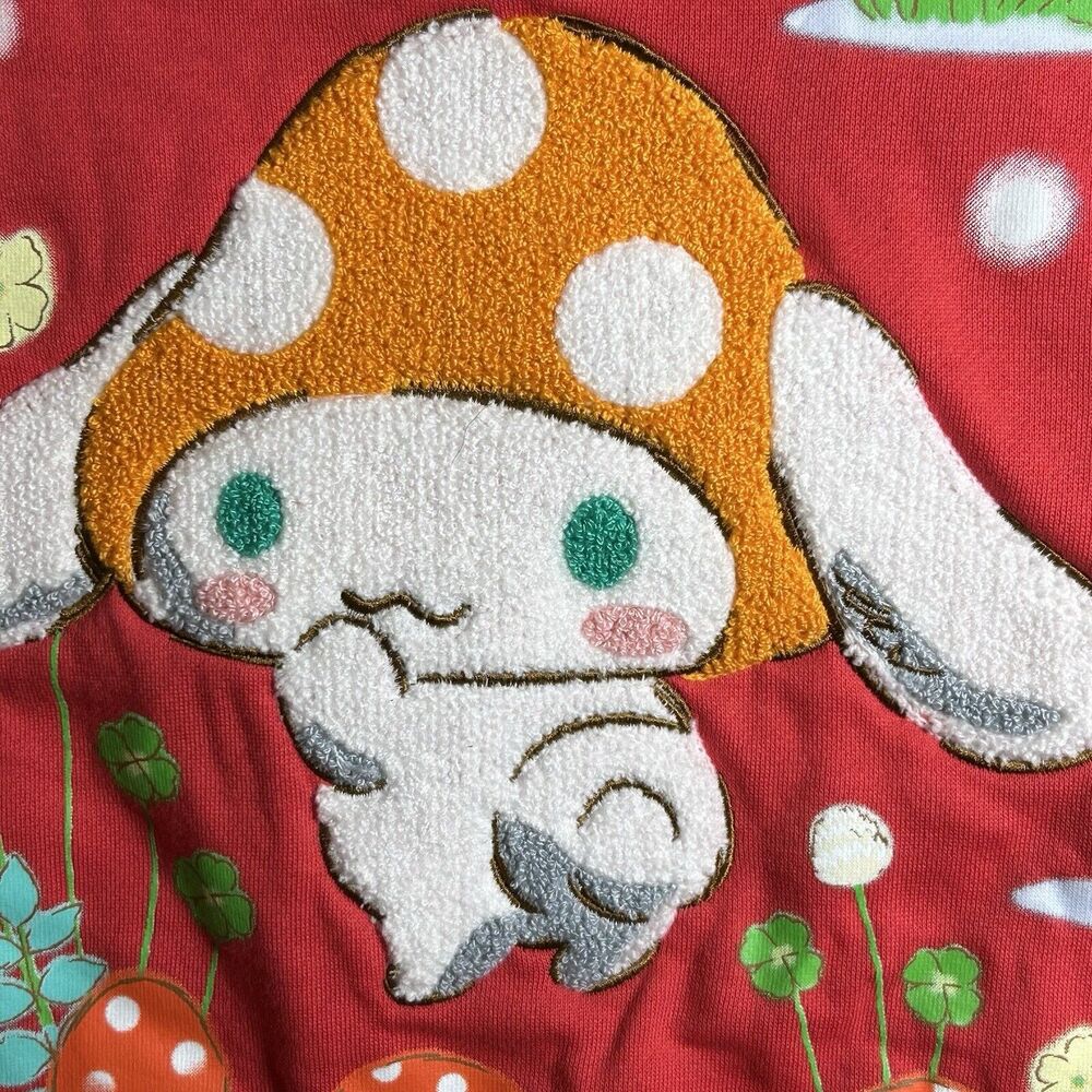 NEW Cinnamoroll Sanrio Sweatshirt Red Dubarry Mushroom Crew Neck - Size Large - Picture 3 of 11